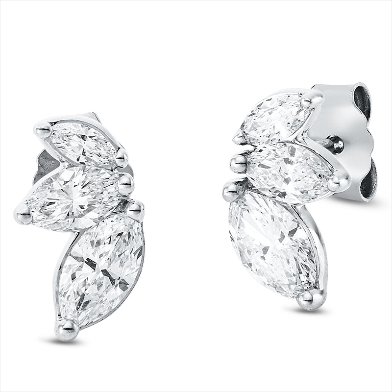 Ohrstecker 18 kt WG, 6 Nav. 0,69 ct, TW-si