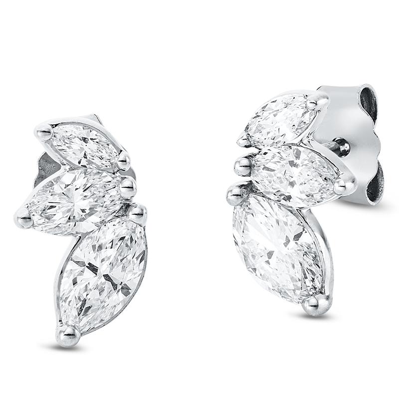 Ohrstecker 18 kt WG, 6 Nav. 0,69 ct, TW-si