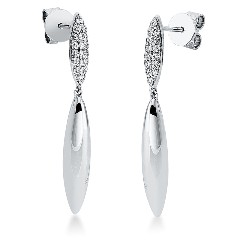 Ohrschmuck 18 kt WG, 8 Brill. 0,09 ct, TW-si, 28 Brill. 0,23 ct, TW-si