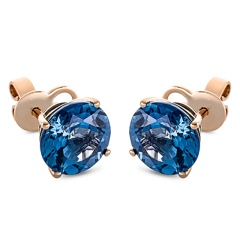 Ohrstecker 18 kt RG, Sicherheitsverschluss, 2 Topase 4,60 ct Lond. blue