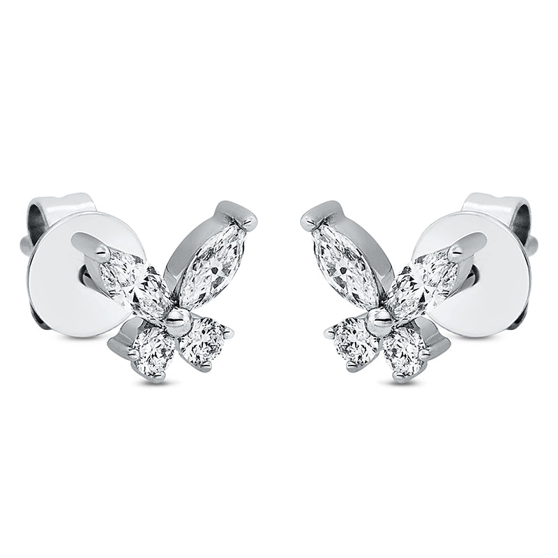 Ohrstecker 18 kt WG, 4 Nav. 0,20 ct, TW-si, 4 Brill. 0,07 ct, TW-si