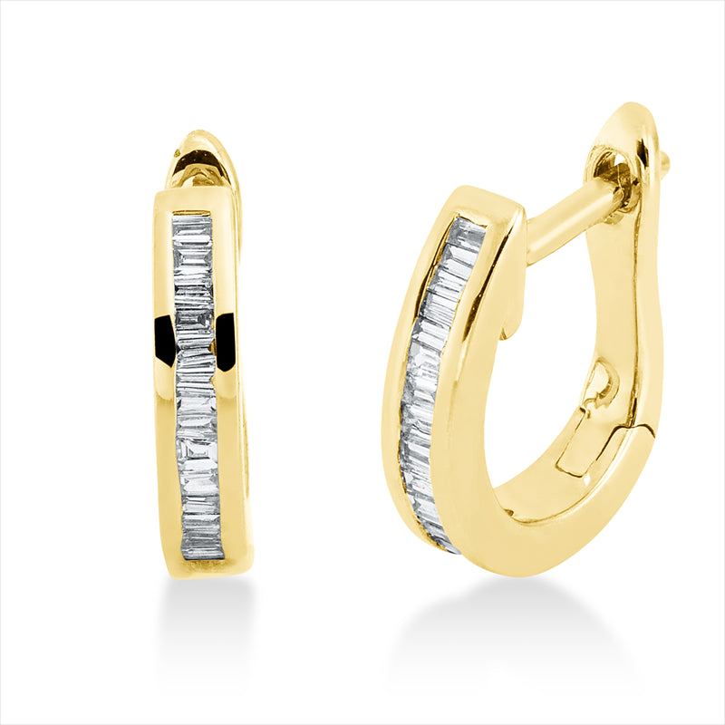 Creolen 18 kt GG, 30 Bag. 0,17 ct, TW-vsi