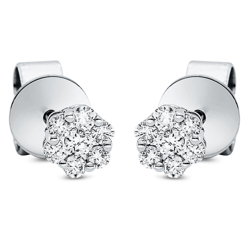 Ohrstecker 18 kt WG, 14 Brill. 0,22 ct, TW-si