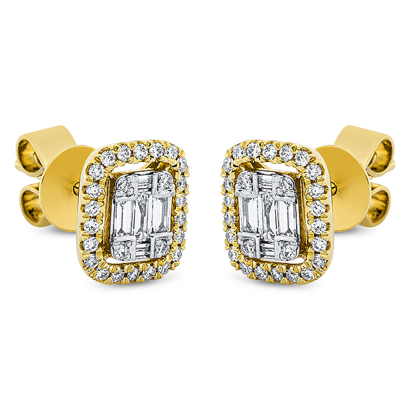 Ohrstecker 18 kt GG, 10 Bag. 0,15 ct, TW-si, 52 Brill. 0,21 ct, TW-si