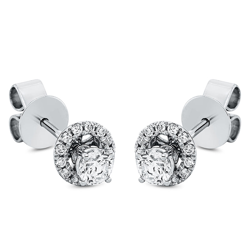 Ohrstecker 18 kt WG, 2 Brill. 0,42 ct, TW-si, 26 Brill. 0,14 ct, TW-si