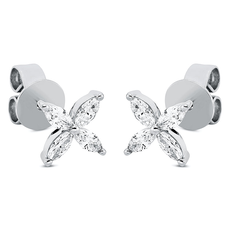 Ohrstecker 18 kt WG, 8 Nav. 0,32 ct, TW-vsi