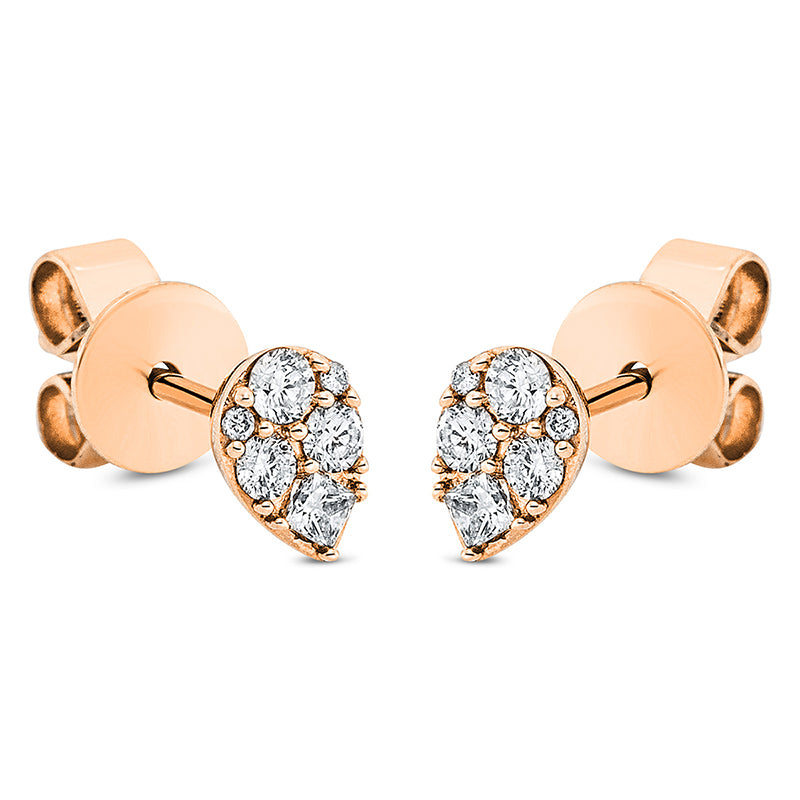 Ohrstecker 18 kt RG, 2 Princ. 0,06 ct, TW-si, 10 Brill. 0,15 ct, TW-pi