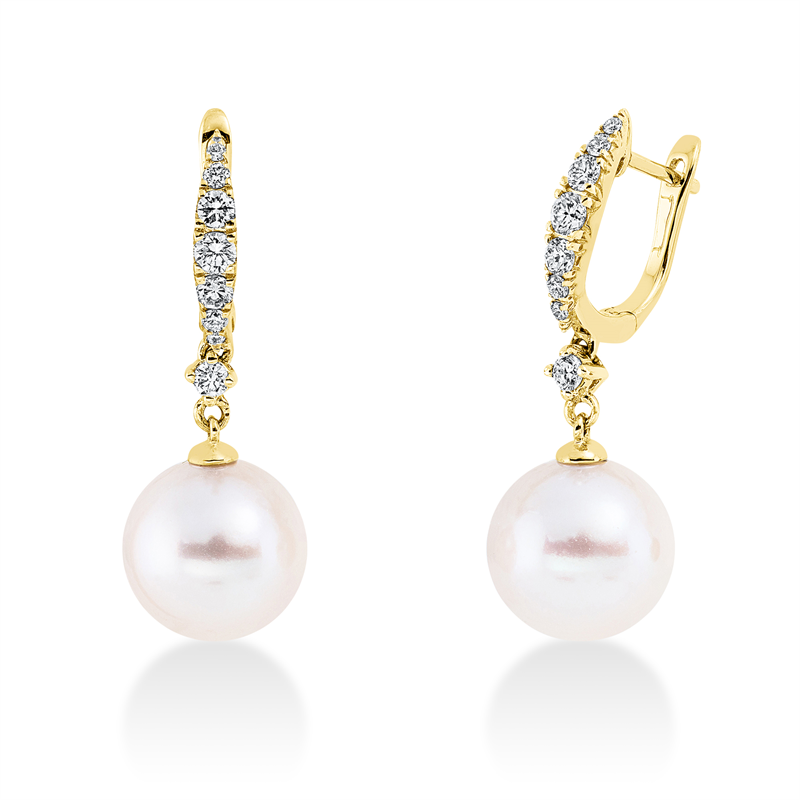 Ohrschmuck 18 kt GG, 16 Brill. 0,38 ct, TW-vsi/si, 2 SW weiß 10,5 mm