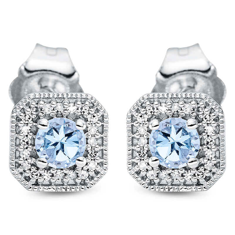 Ohrstecker 18 kt WG, 40 Dia. 0,05 ct, TW-si, 2 Topase 0,30 ct blau