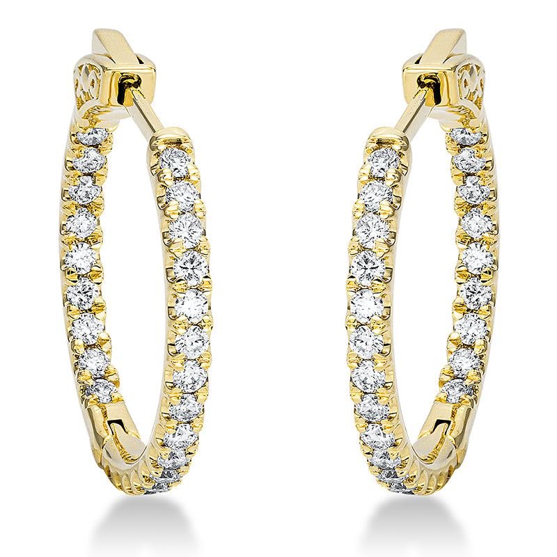 Creolen 18 kt GG, 48 Brill. 0,65 ct, TW-si