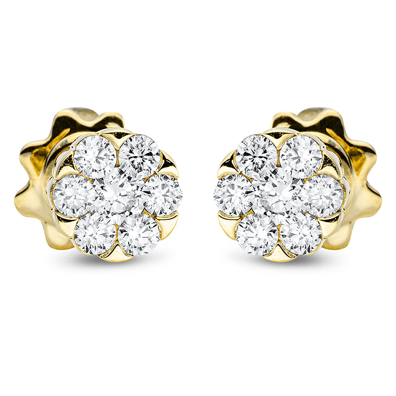 Ohrstecker 18 kt GG, 2 Brill. 0,18 ct, TW-si, 12 Brill. 0,33 ct, TW-si