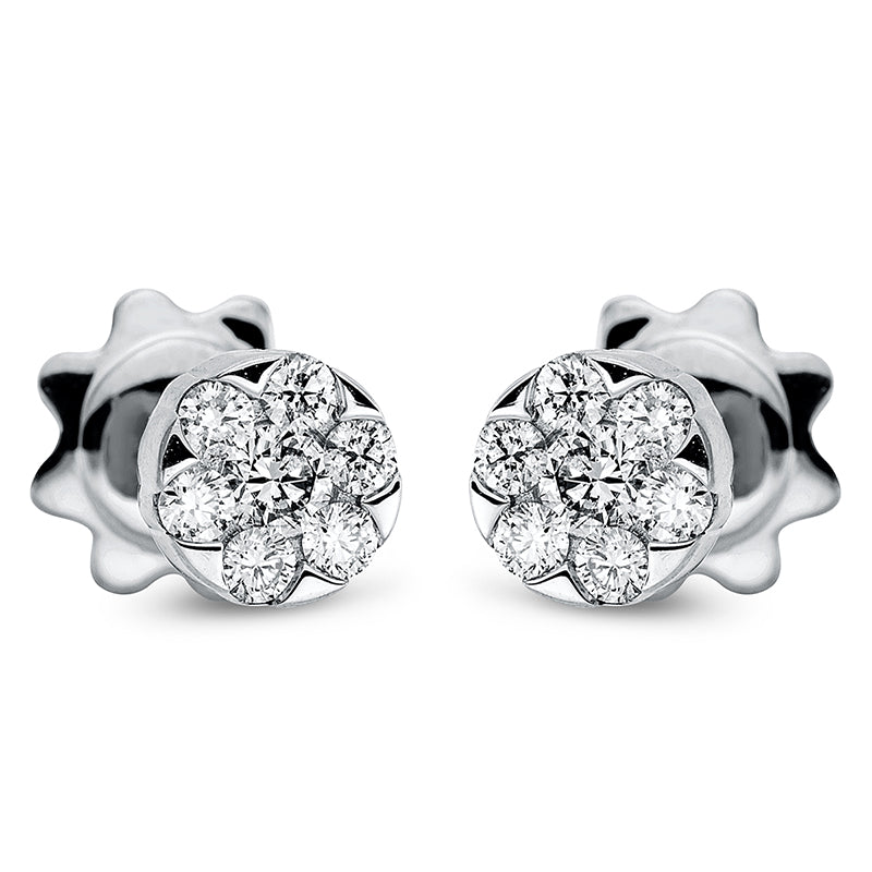 Ohrstecker 18 kt WG, 2 Brill. 0,11 ct, TW-si, 12 Brill. 0,20 ct, TW-si