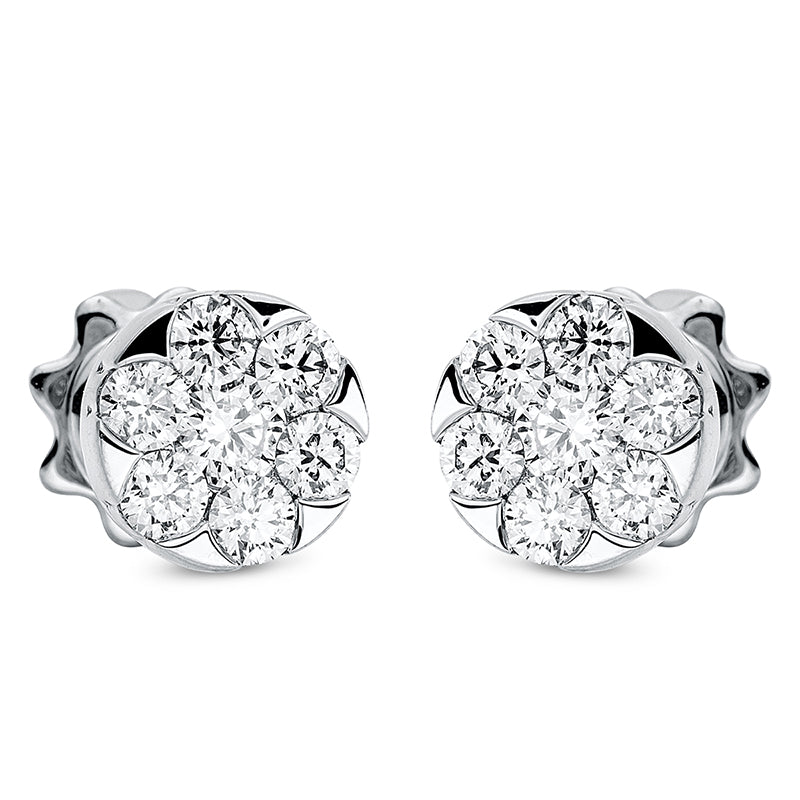 Ohrstecker 18 kt WG, 2 Brill. 0,19 ct, TW-si, 12 Brill. 0,53 ct, TW-si