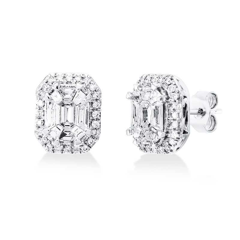 Ohrstecker 18 kt WG, 18 Fant-Schl. 0,64 ct, TW-si, 46 Brill. 0,22 ct, TW-si