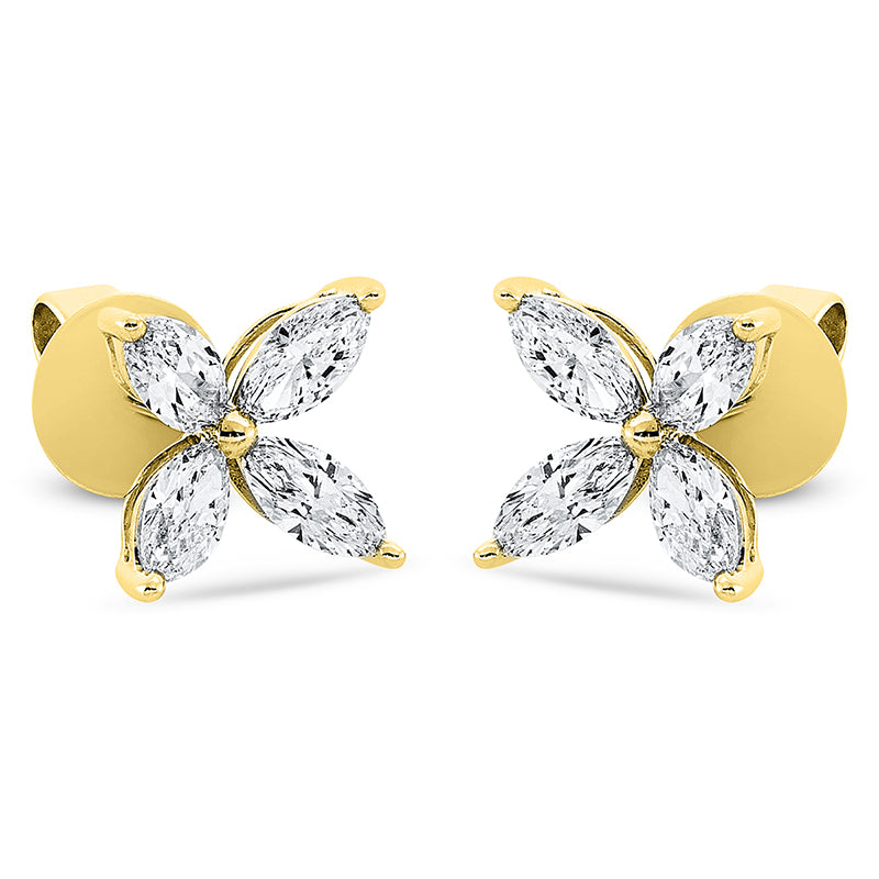 Ohrstecker 18 kt GG, 8 Nav. 1,29 ct, TW-si