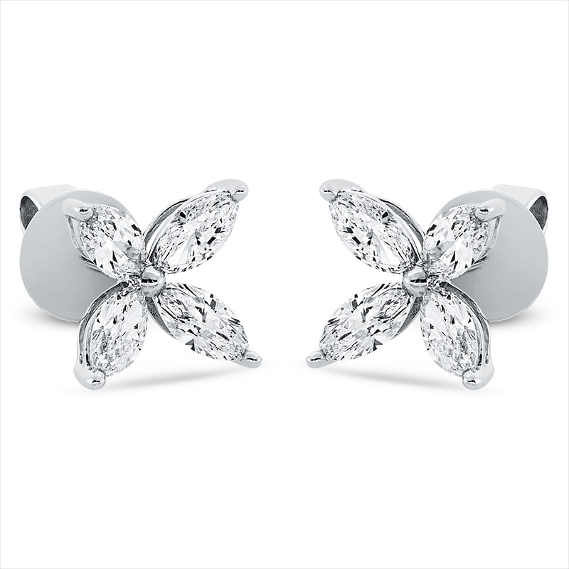 Ohrstecker 18 kt WG, 8 Nav. 1,28 ct, TW-si