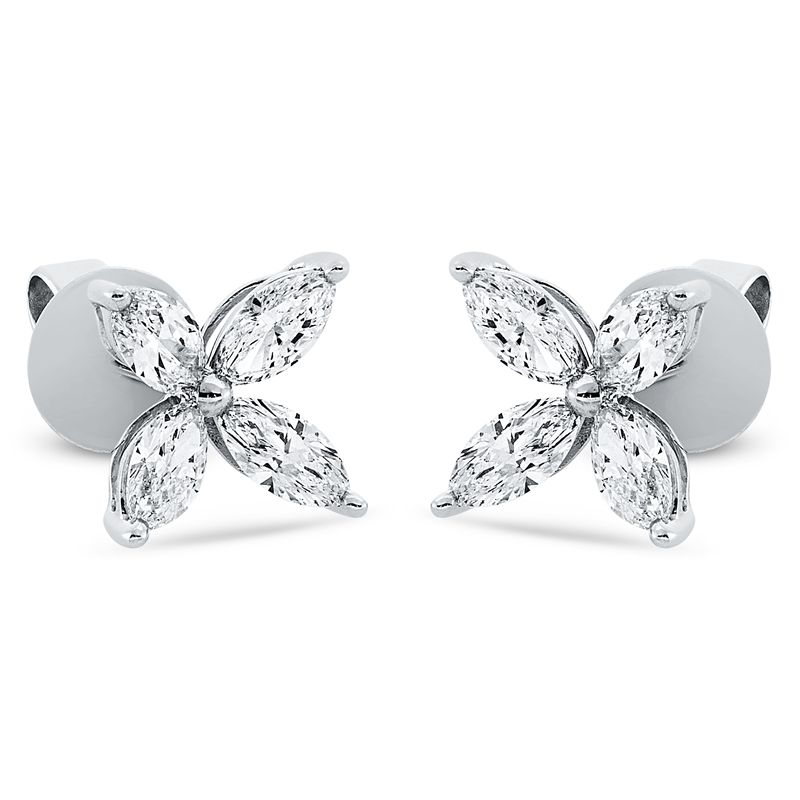 Ohrstecker 18 kt WG, 8 Nav. 1,28 ct, TW-si