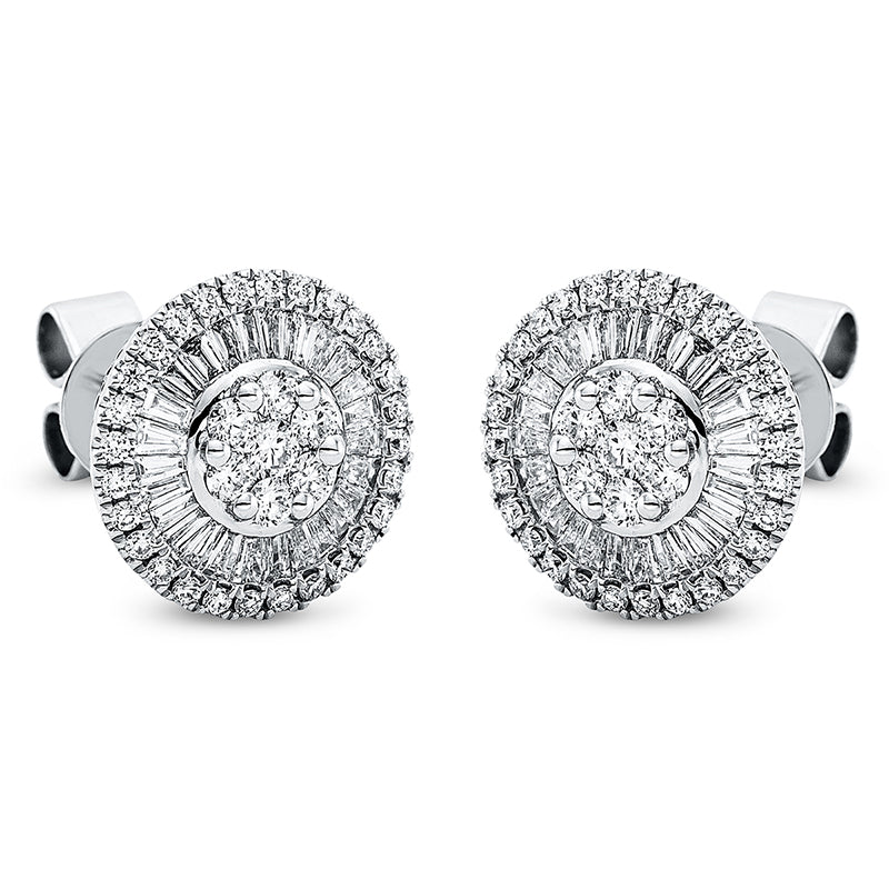 Ohrstecker 18 kt WG, 51 Trap. 0,43 ct, TW-si, 70 Brill. 0,47 ct, TW-si