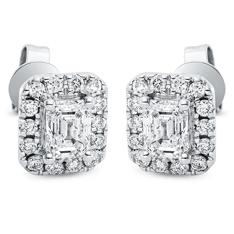 Ohrstecker 18 kt WG, 2 Sm.schliff 0,54 ct, TW-si, 28 Brill. 0,19 ct, TW-si