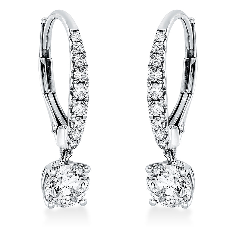 Ohrschmuck 18 kt WG, 2 Brill. 0,81 ct, TW-si, 18 Brill. 0,17 ct, TW-si