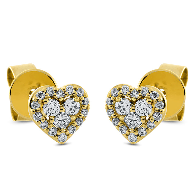 Ohrstecker 18 kt GG, 28 Brill. 0,08 ct, TW-pi, 2 Princ. 0,04 ct, TW-si, 4 Brill. 0,08 ct, TW-pi