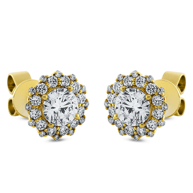 Ohrstecker 18 kt GG, 24 Brill. 0,31 ct, TW-si, 2 Brill. 0,78 ct, TW-pi, 24 Brill. 0,07 ct, TW-si