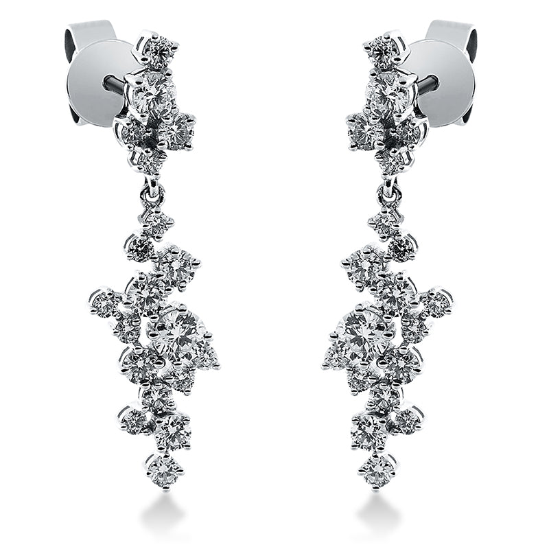 Ohrschmuck 18 kt WG, 2 Brill. 0,21 ct, TW-si, 36 Brill. 0,83 ct, TW-si