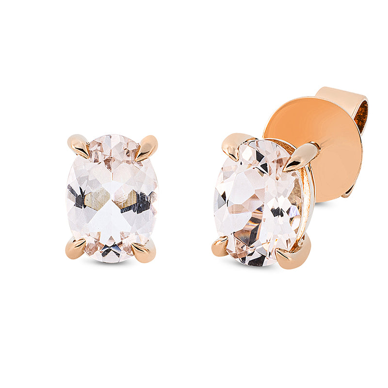 Ohrstecker 18 kt RG, 2 Morganit 1,36 ct rosa