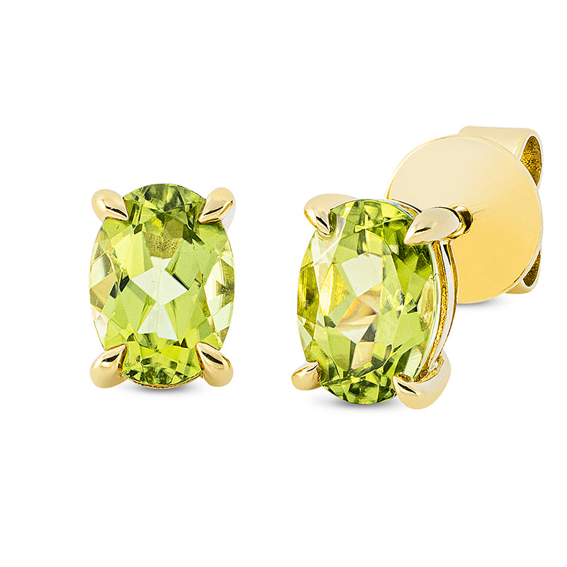 Ohrstecker 18 kt GG, 2 Peridot 1,77 ct grün