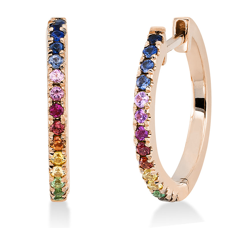 Creolen 18 kt RG, 28 Saphire 0,28 ct fancy