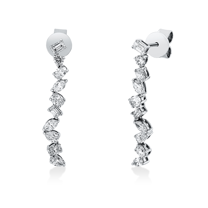 Ohrschmuck 18 kt WG, 2 Brill. 0,08 ct, TW-si, 18 Fant-Schl. 1,01 ct, TW-si
