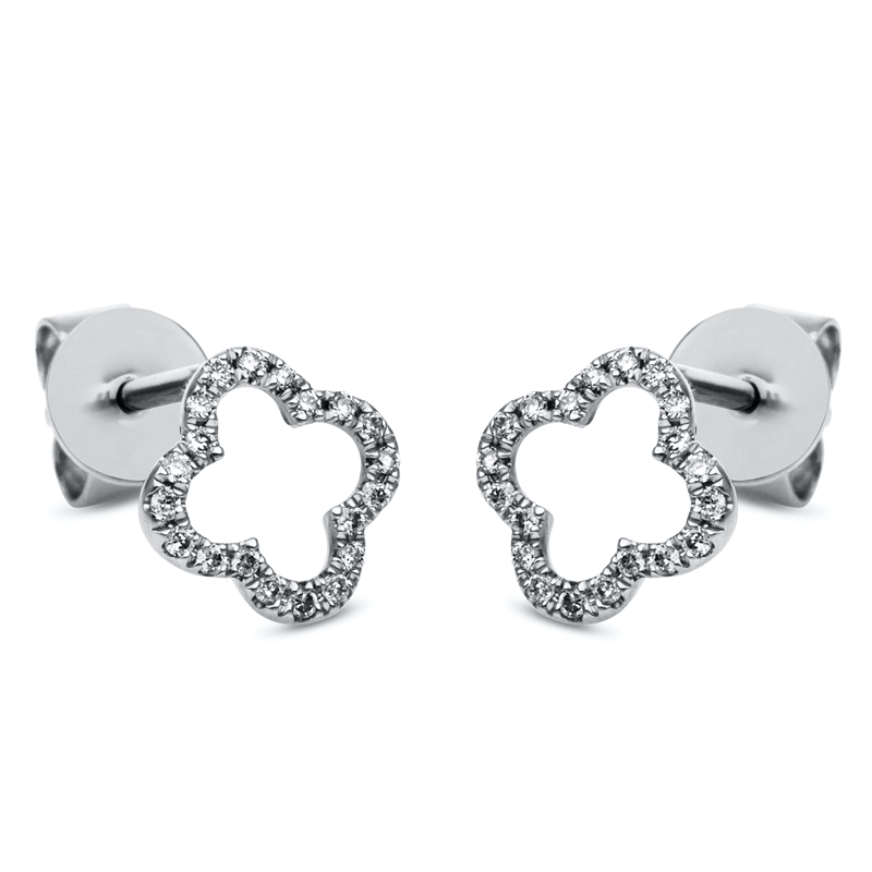 Ohrstecker 18 kt WG, 40 Brill. 0,09 ct, W-si