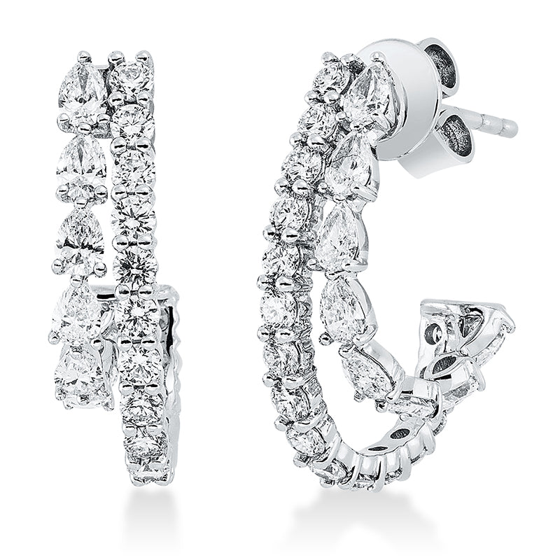 Ohrstecker 14 kt WG, 16 Tropfen 0,96 ct, TW-si, 32 Brill. 0,93 ct, TW-si