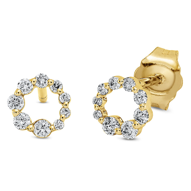 Ohrstecker 18 kt GG, Fassung rhodiniert, 18 Brill. 0,21 ct, TW-si