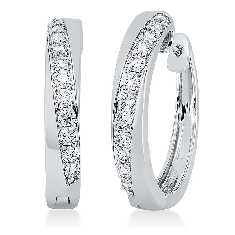 Creolen 18 kt WG, 4 Brill. 0,14 ct, TW-si, 20 Brill. 0,89 ct, TW-si