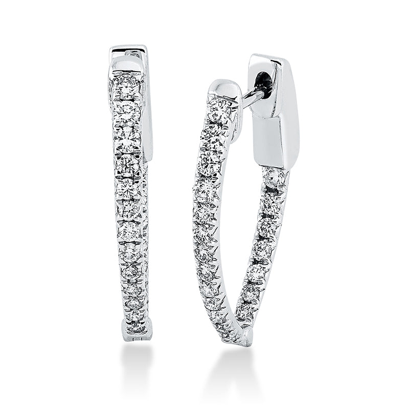 Creolen 18 kt WG, 8 Brill. 0,19 ct, TW-si, 32 Brill. 0,35 ct, TW-si