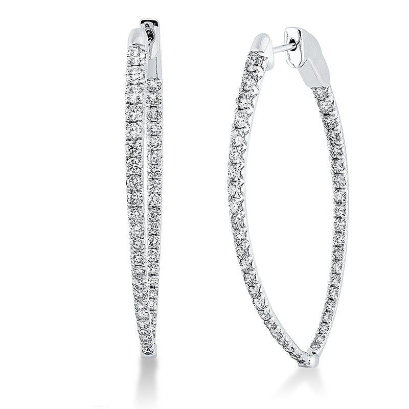 Creolen 18 kt WG, 32 Brill. 0,65 ct, TW-si, 14 Brill. 0,92 ct, TW-si, 40 Brill. 1,51 ct, TW-si