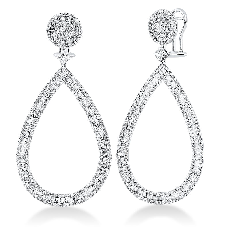 Ohrschmuck 18 kt WG, 490 Brill. 1,49 ct, TW-si, 253 Trap. 2,92 ct, TW-si, 32 Brill. 0,44 ct, TW-si