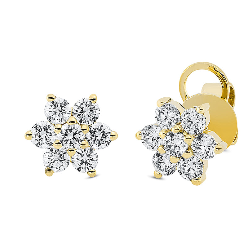 Ohrstecker 18 kt GG, 14 Brill. 1,15 ct, TW-si