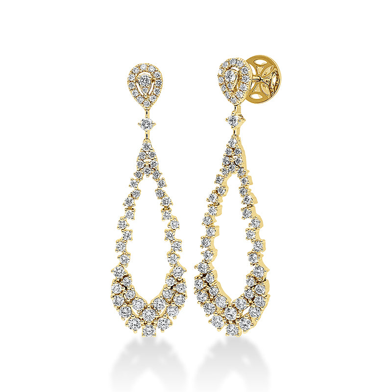 Ohrschmuck 18 kt GG, 44 Brill. 0,67 ct, 26 Brill. 0,75 ct,18 Brill. 0,88 ct, TW-si, 26 Brill. 0,17 ct, TW-si