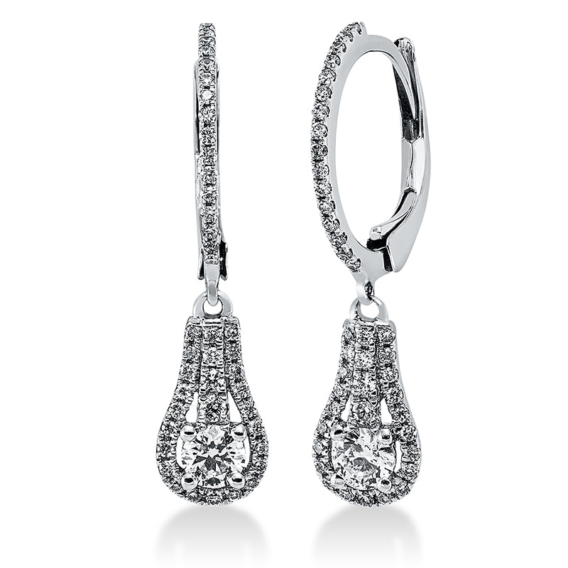 Ohrschmuck 18 kt WG, 2 Brill. 0,22 ct, TW-vsi/si, 82 Brill. 0,24 ct, TW-vsi/si