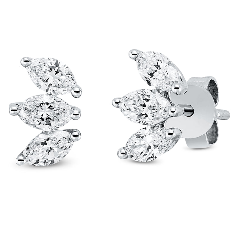 Ohrstecker 18 kt WG, 6 Nav. 0,54 ct, TW-si