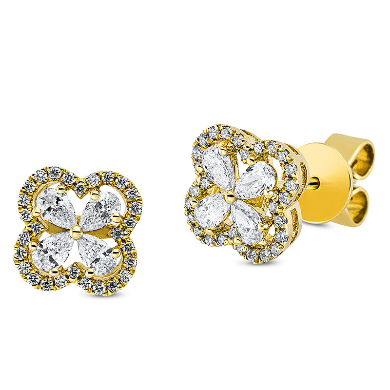 Ohrstecker 18 kt GG, 8 Tropfen 0,46 ct, TW-vsi, 56 Brill. 0,15 ct, TW-si