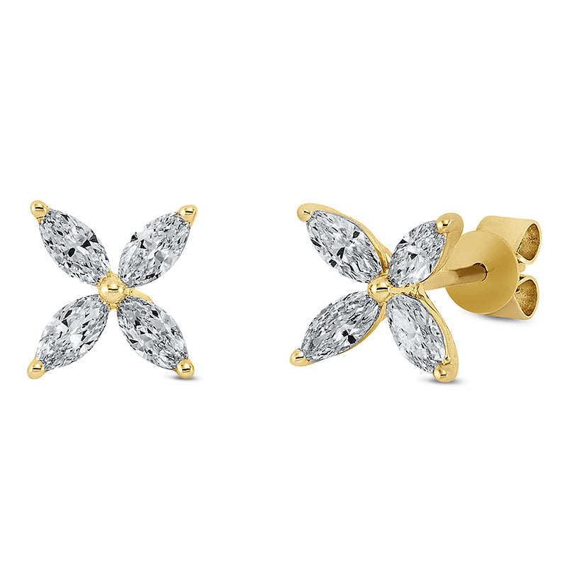 Ohrstecker 18 kt GG, 8 Nav. 0,74 ct, TW-vsi