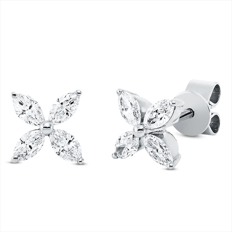 Ohrstecker 18 kt WG, 8 Nav. 0,49 ct, TW-vsi