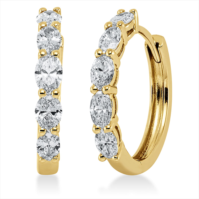 Creolen 18 kt GG, 10 Oval 0,96 ct, TW-vsi