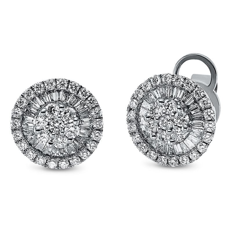 Ohrstecker 18 kt WG, 49 Trap. 0,34 ct, TW-si, 58 Brill. 0,59 ct, TW-si