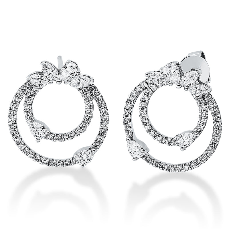 Ohrstecker 18 kt WG, 6 Tropfen 0,54 ct, TW-si, 6 Nav. 0,39 ct, TW-si, 90 Brill. 0,56 ct, TW-si