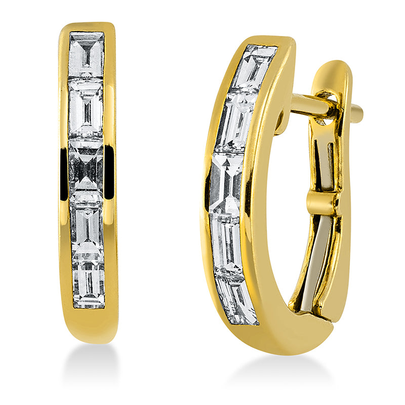 Creolen 18 kt GG, 10 Bag. 0,36 ct, TW-si