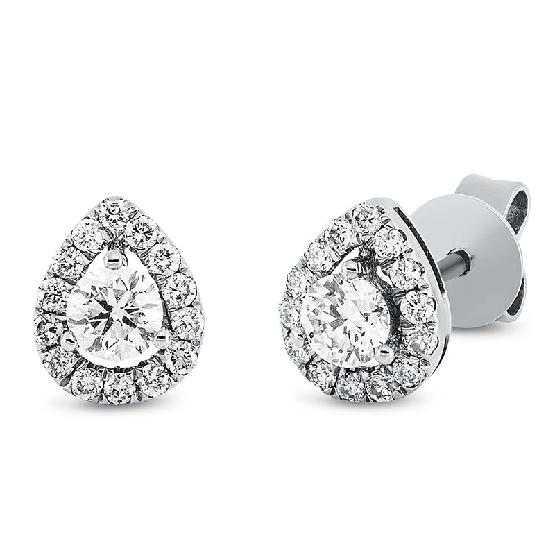 Ohrstecker 18 kt WG, 2 Brill. 0,22 ct, W-si, 28 Brill. 0,15 ct, W-si